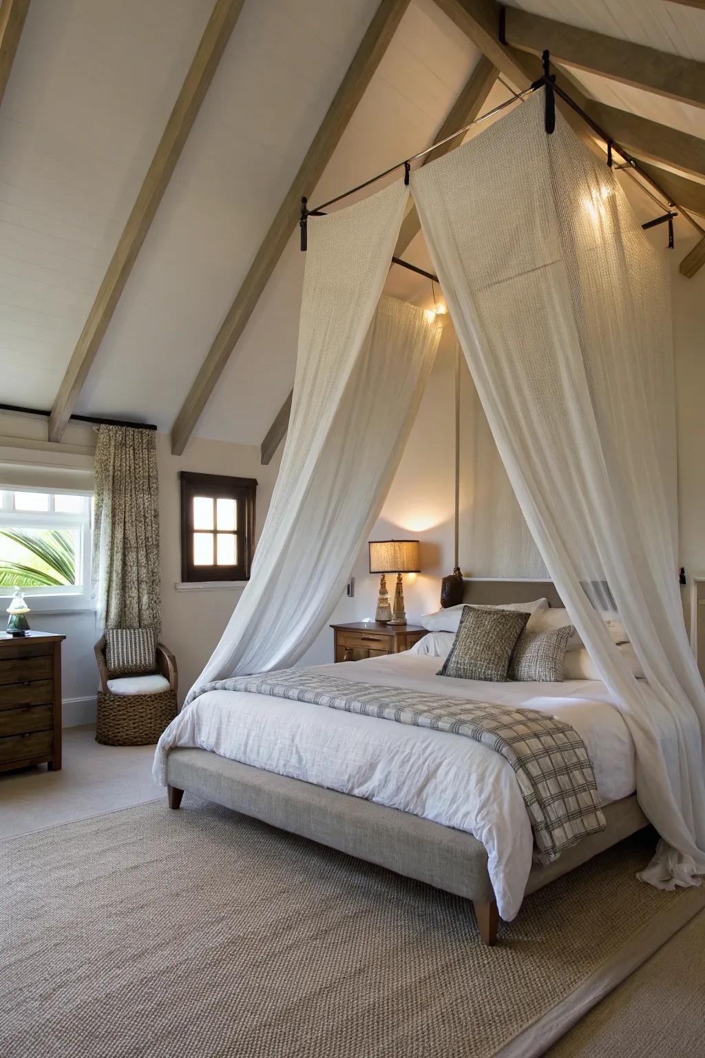 Asymmetrical design adds dynamic flair to this canopy.