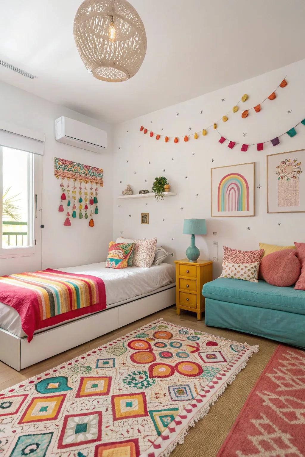 Pure whites with hints keep your bedroom dynamic and fresh.