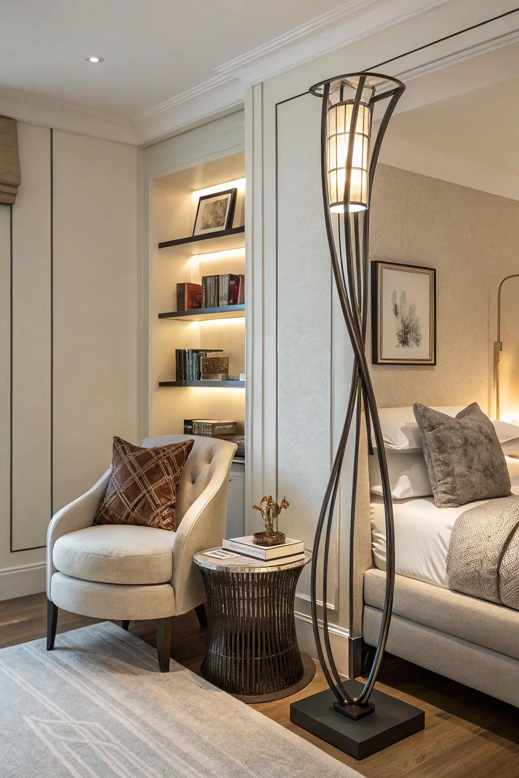 Sculptural pieces boost artistic intrigue.