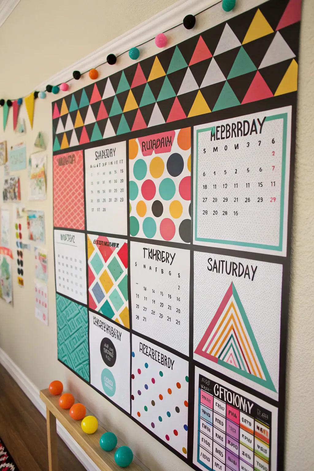 Geometric-themed birthday board for a modern twist.