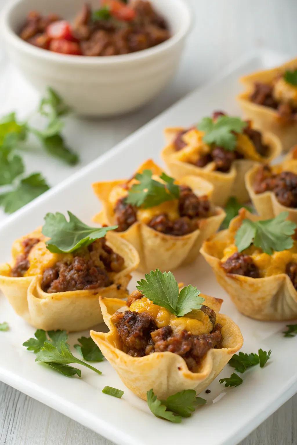 Festive mini taco bites, a party in every bite.