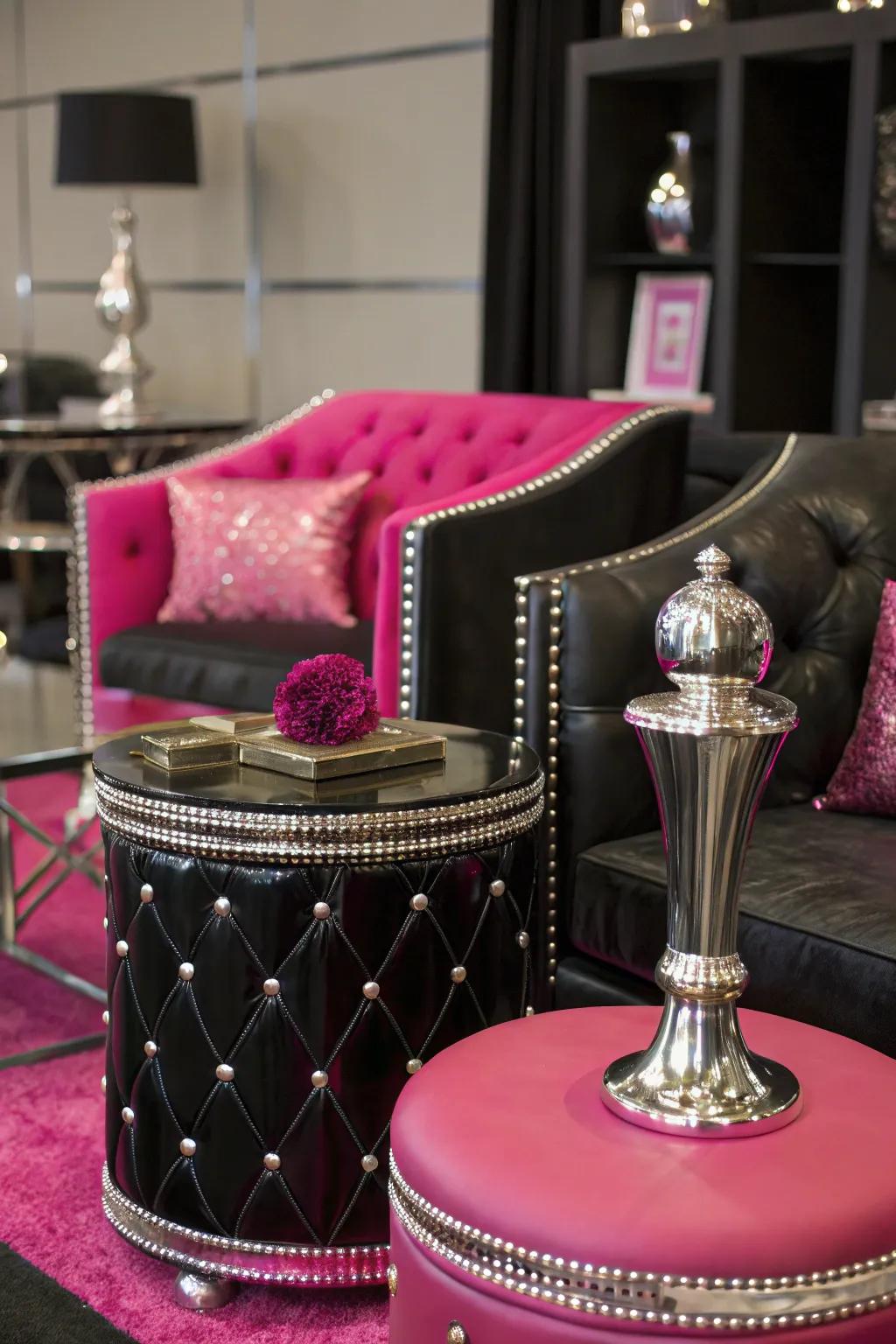 Metallic details enhance the opulent ambiance.