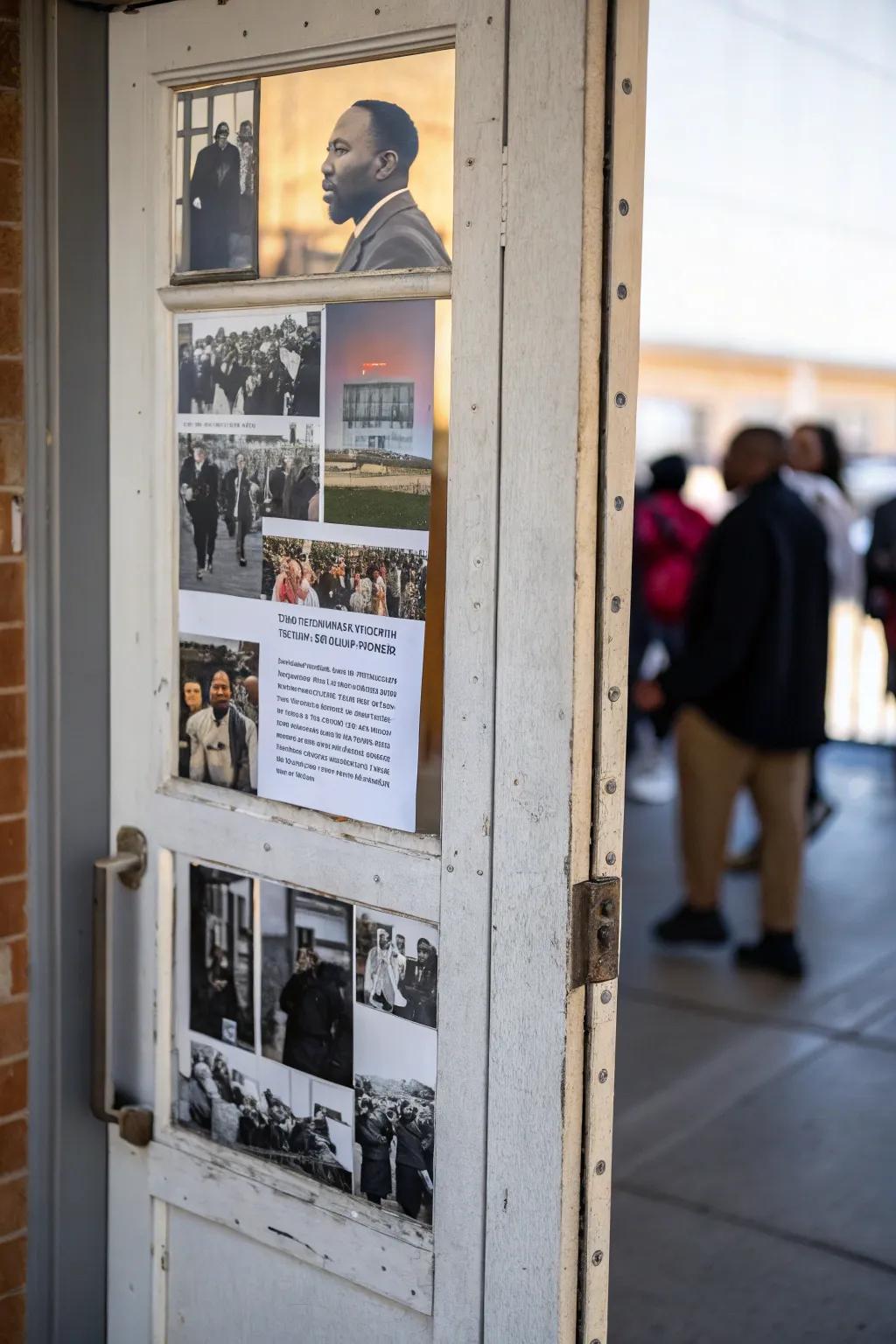 A storyboard-style door telling the visual narrative of Black history.