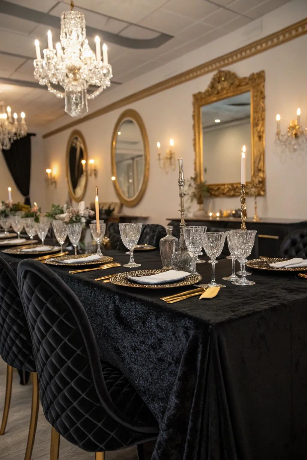Vintage Hollywood glamour upon the dining table.
