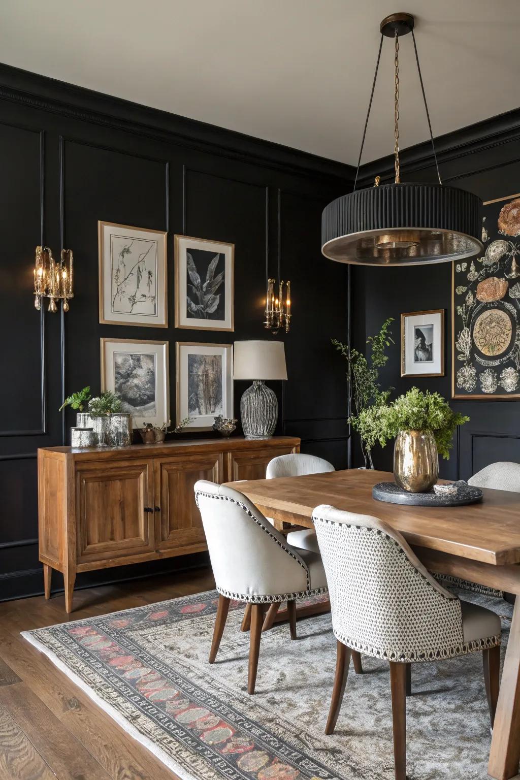 Varied sophistication with a dark wall.