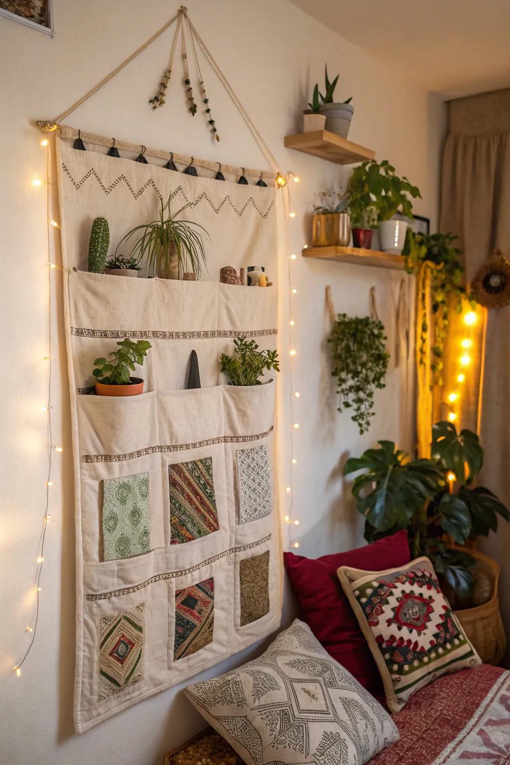 Textile wall draperies are simultaneously ornamental and practical.