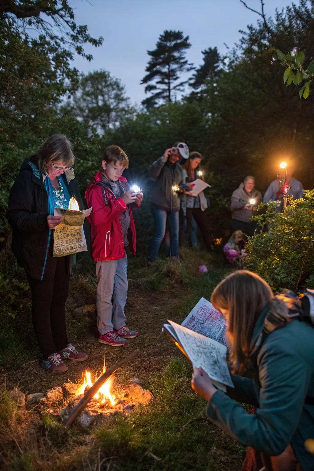 A fun treasure hunt around the bonfire.