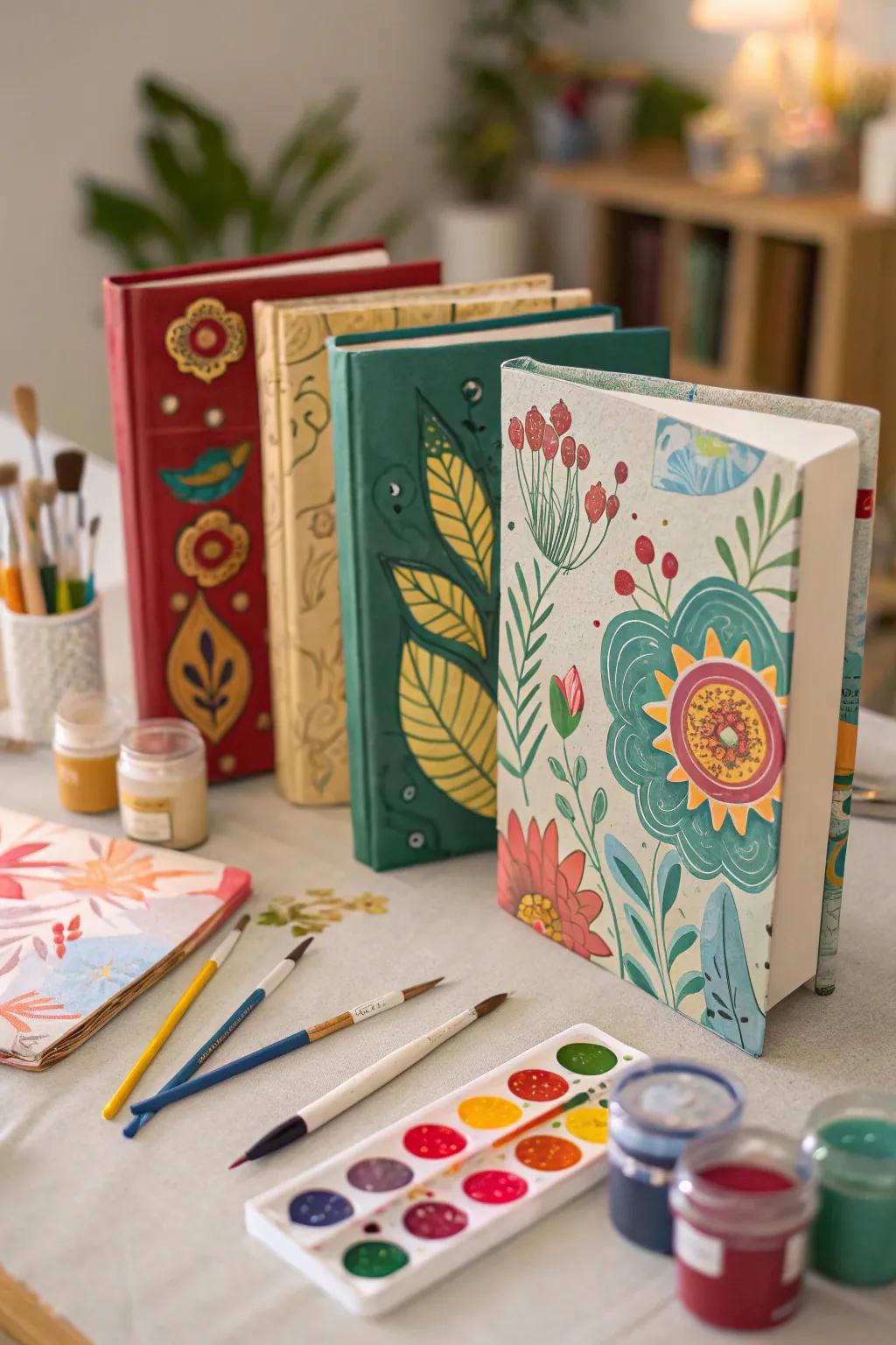 Create one-of-a-kind DIY hand-painted book jackets.