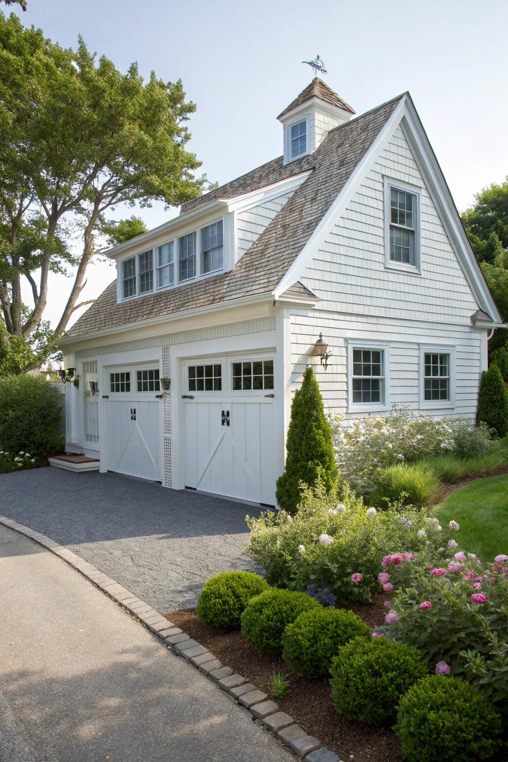 Attached garage with traditional design