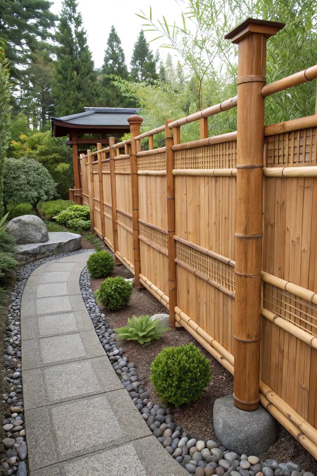 Experience tranquility with this exquisite blend of timber and reed, where artistry meets nature.