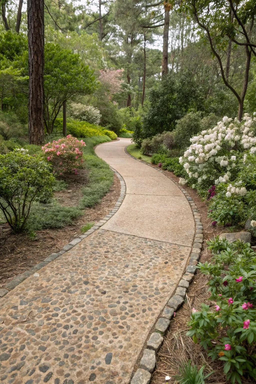 Natural open stone blend walkway, creating an organic essence.