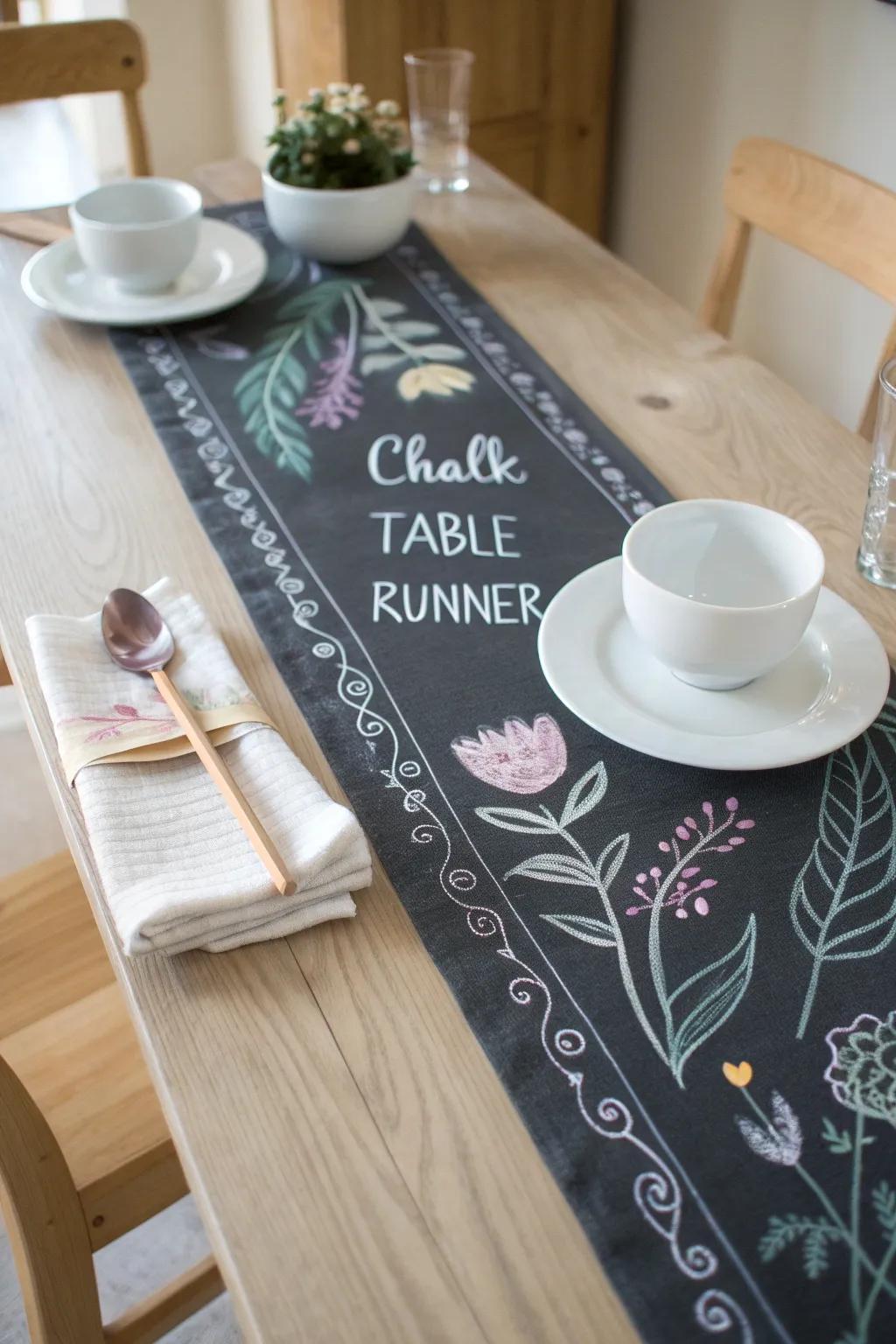 Elevate your meal gathering using a personalized blackboard table covering&mdash;where innovation converges with elegance.