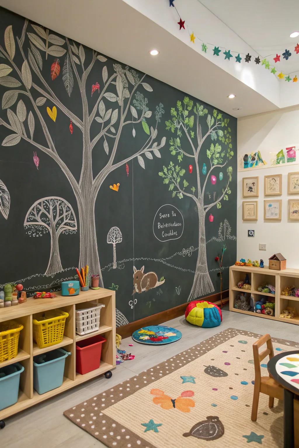 Nature-inspired slate wall introduces serenity.