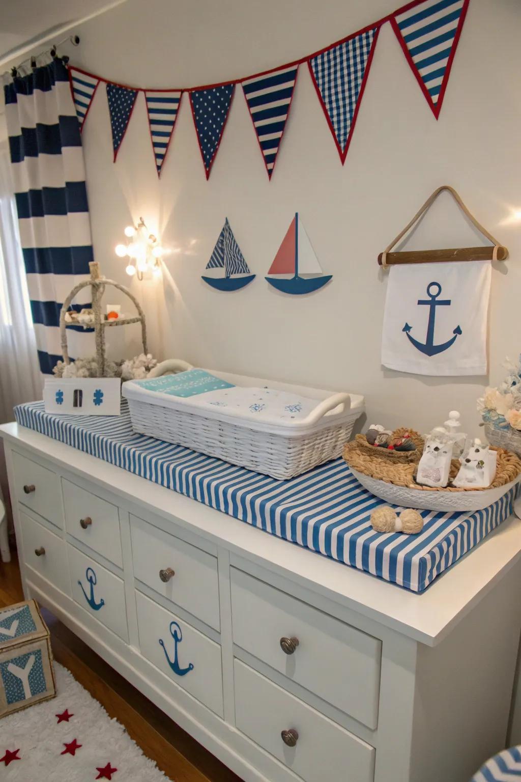 Themed adornments convey a unified and enchanting aesthetic to the nursery.
