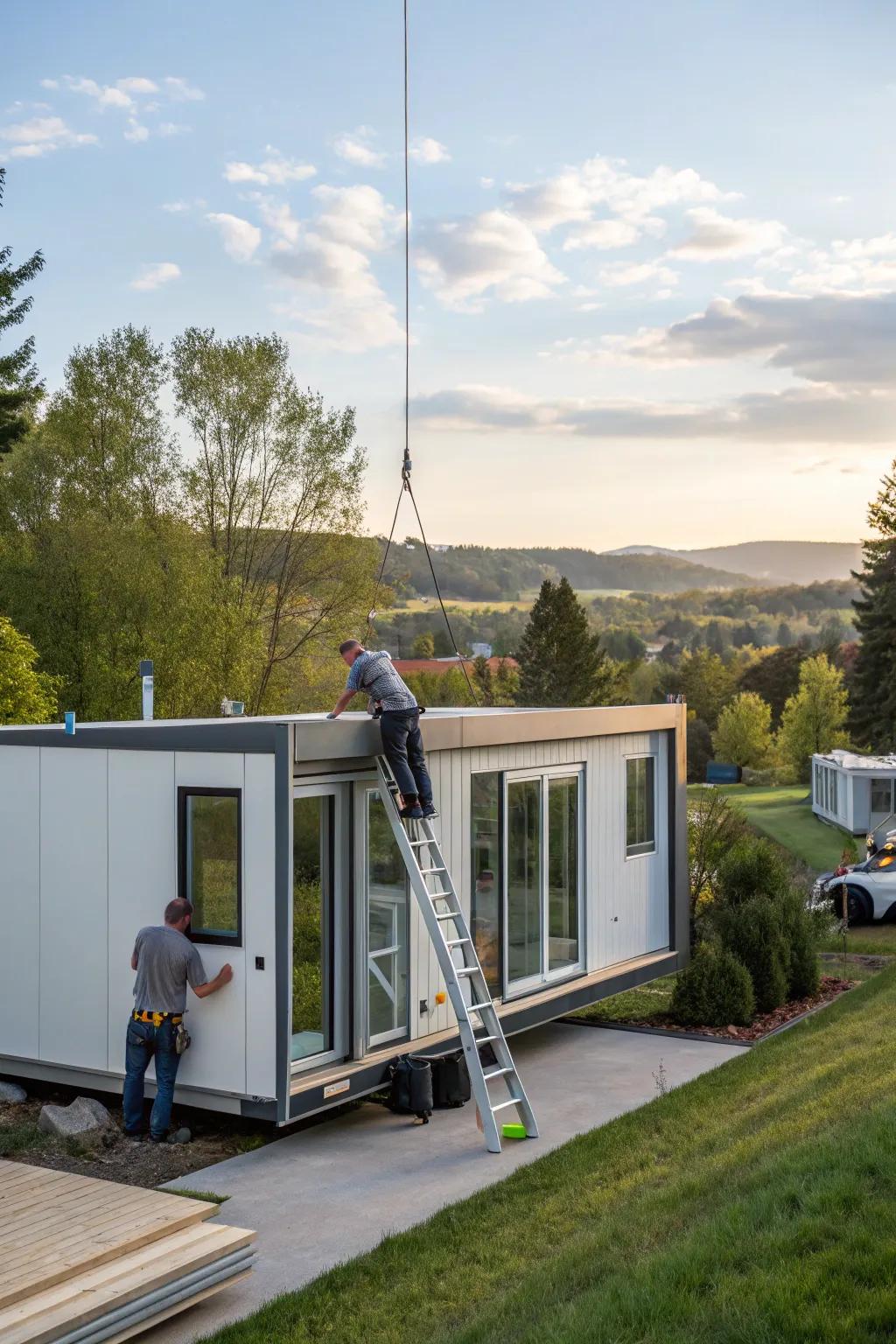 An efficient pre-assembled home offering customizable and stylish living.