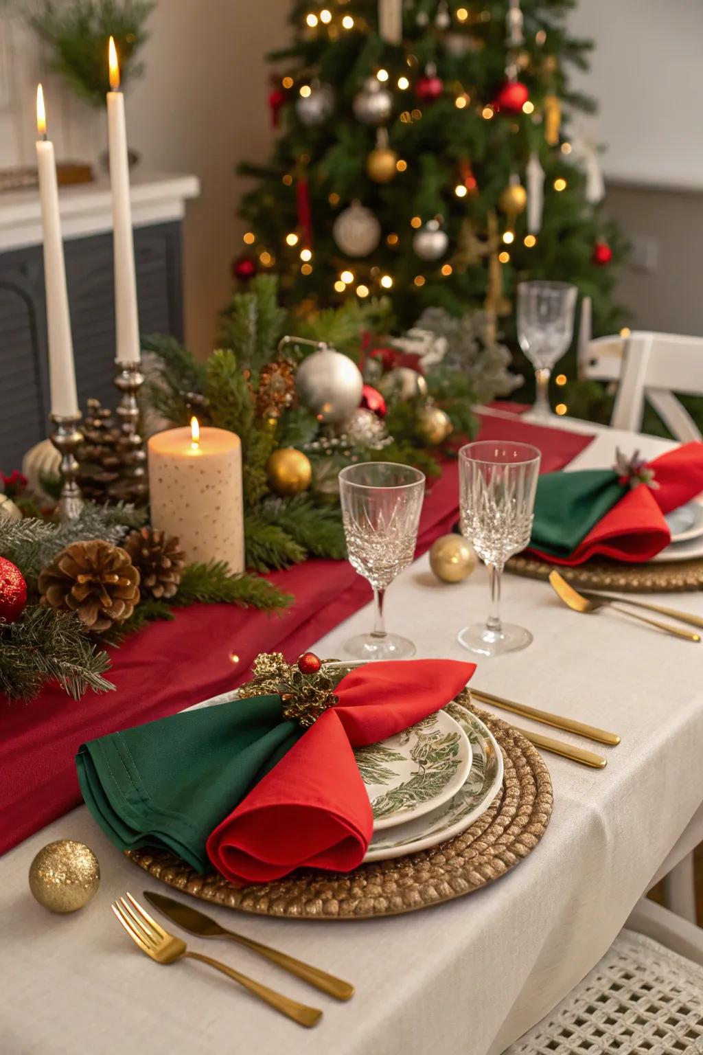 Table fabrics contribute a burst of color.