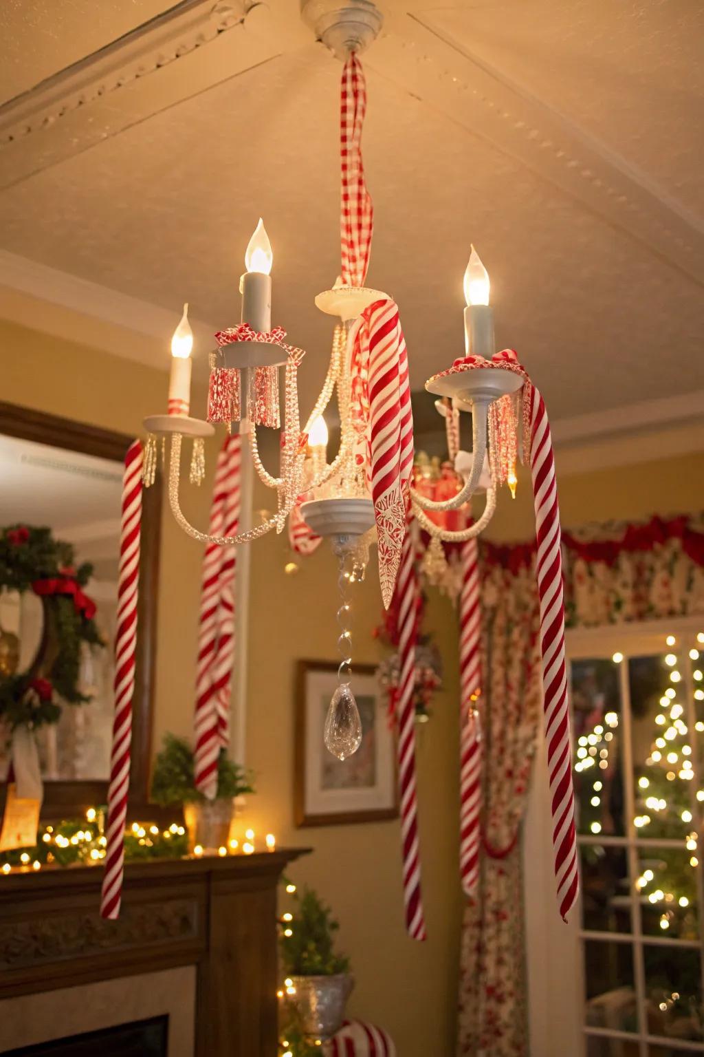 Festive stick strands: injecting a playful note into chandelier styling.