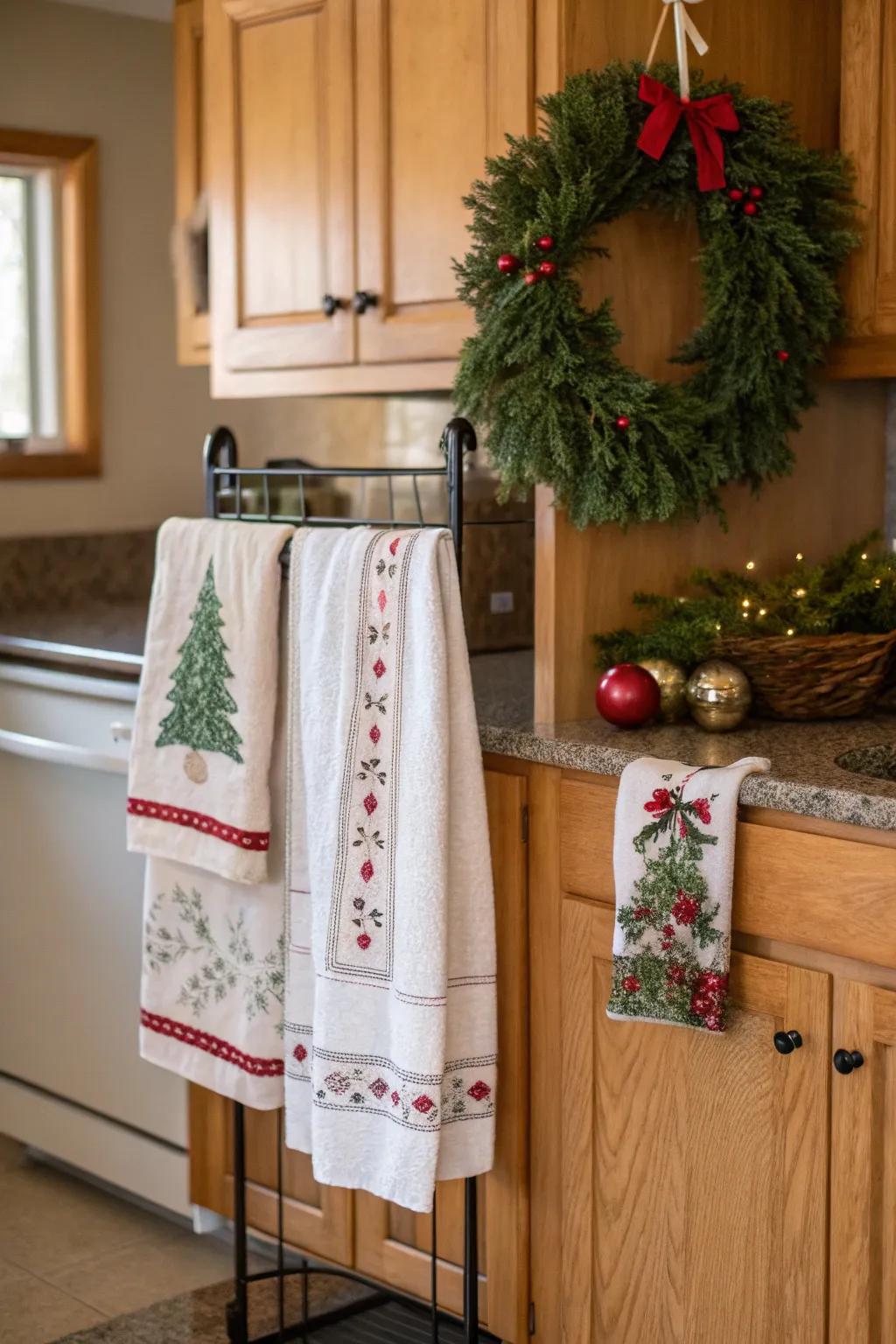 A kitchen prepared for holiday cheer.