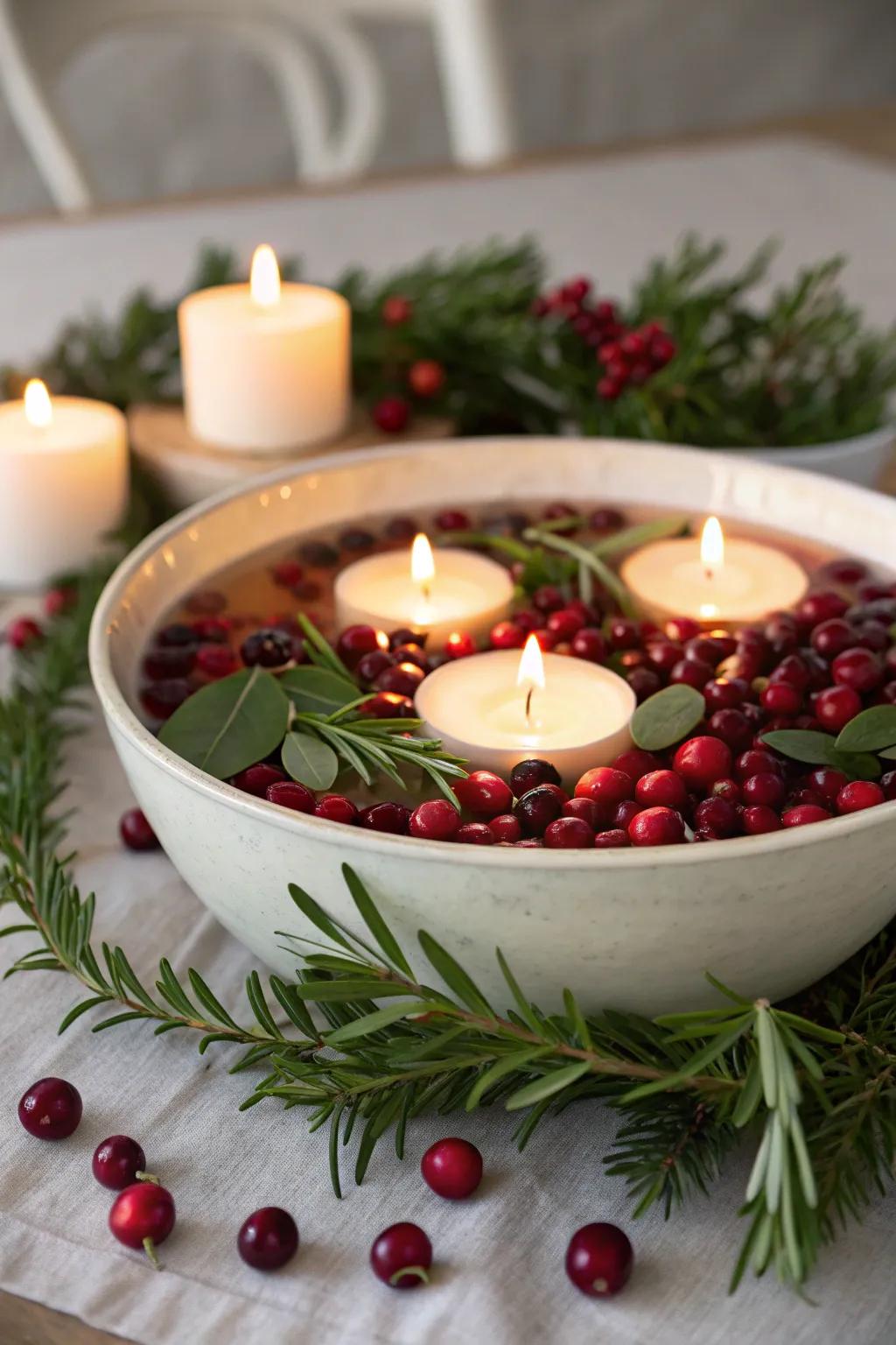 Drifting candles craft an alluring, enchanting table arrangement.
