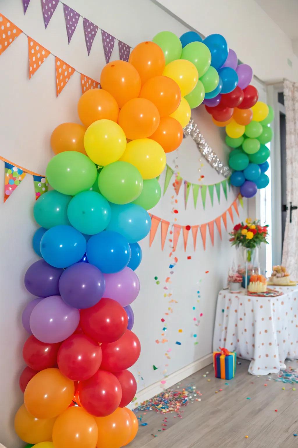 Elevate your ornamentation using a radiant balloon garland.