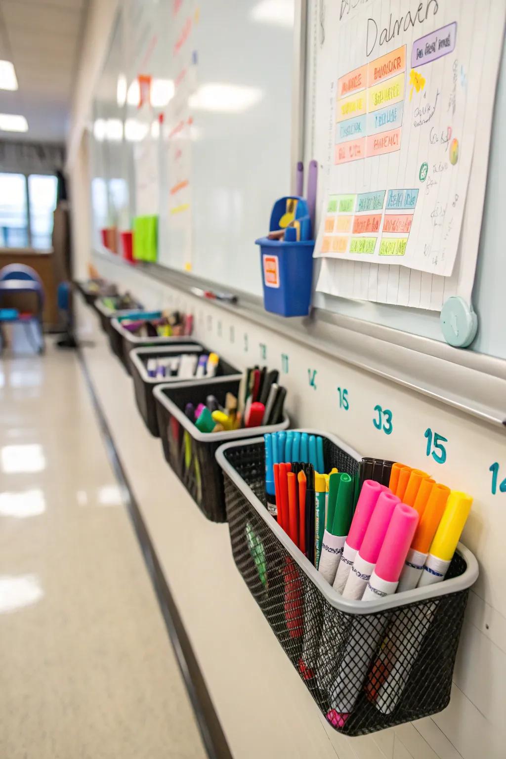 Magnetic organizers for convenient whiteboard storing