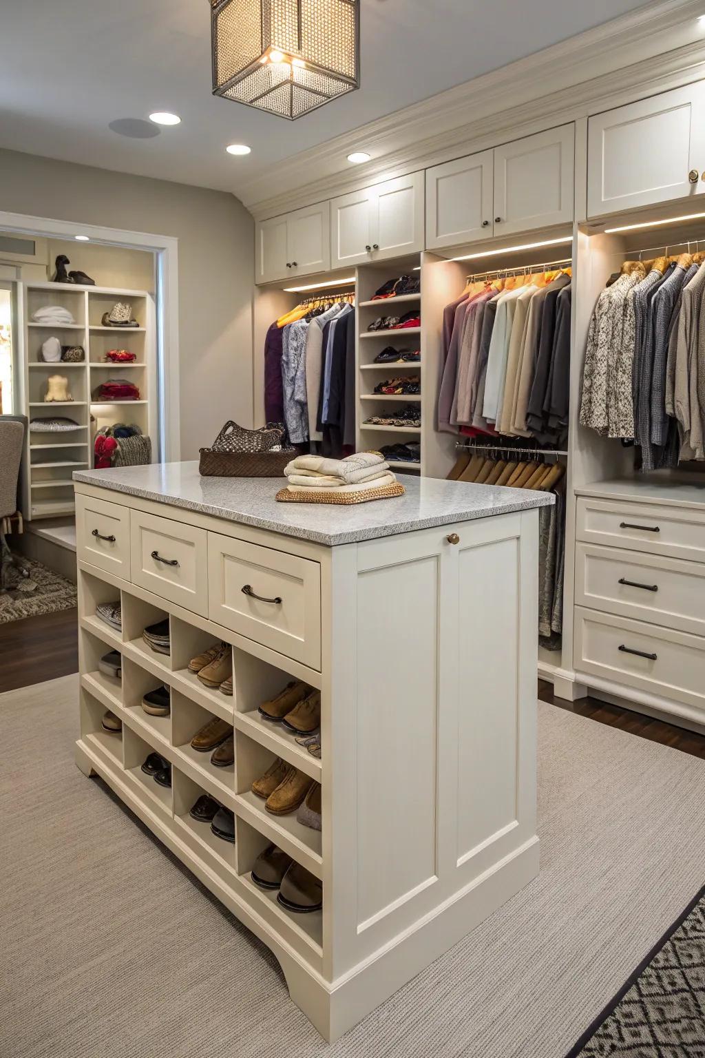 Make your closet better with a central island.