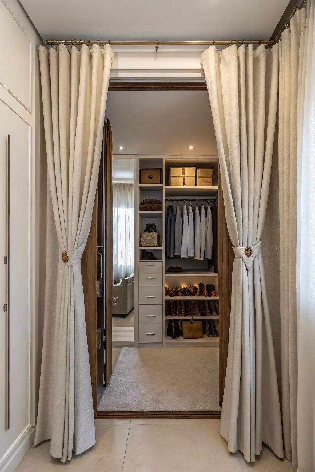 Curtains enhance versatility and style in your closet.