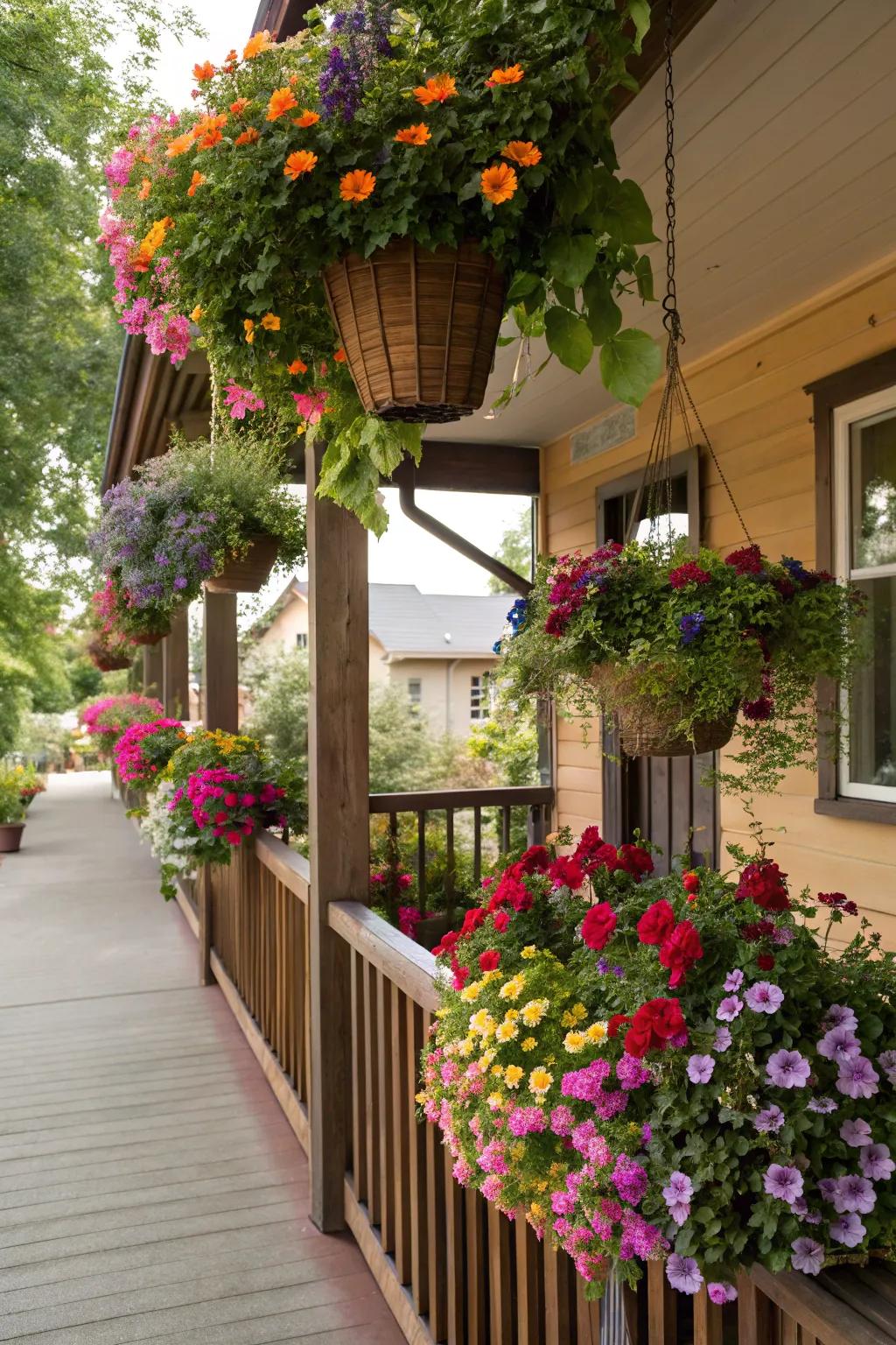 Suspended weaves append lush vertical intrigue to your porch.