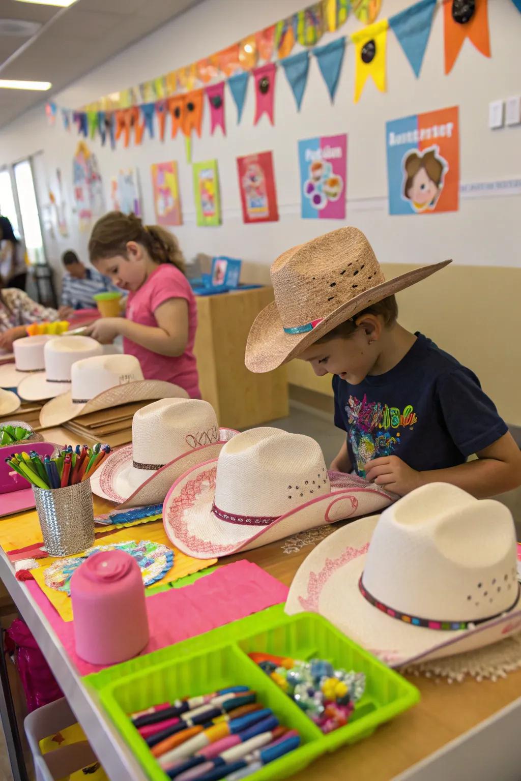 Craft stations give hands-on fun for young guests.