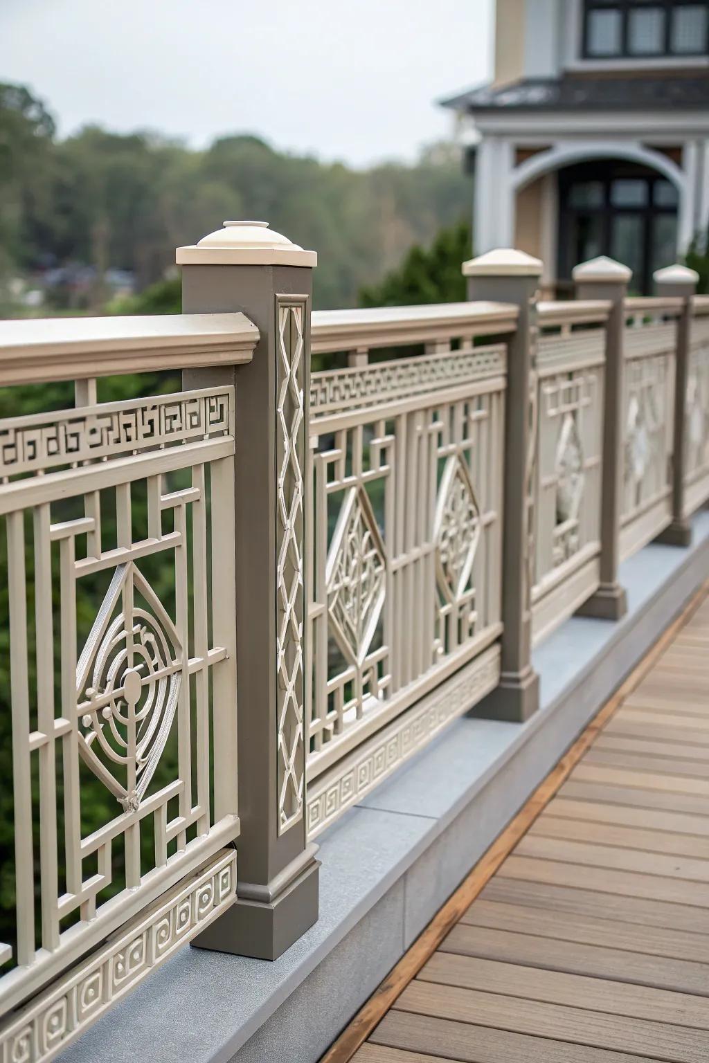 Creative Era influences add a touch of glamour to Craftsman railings.