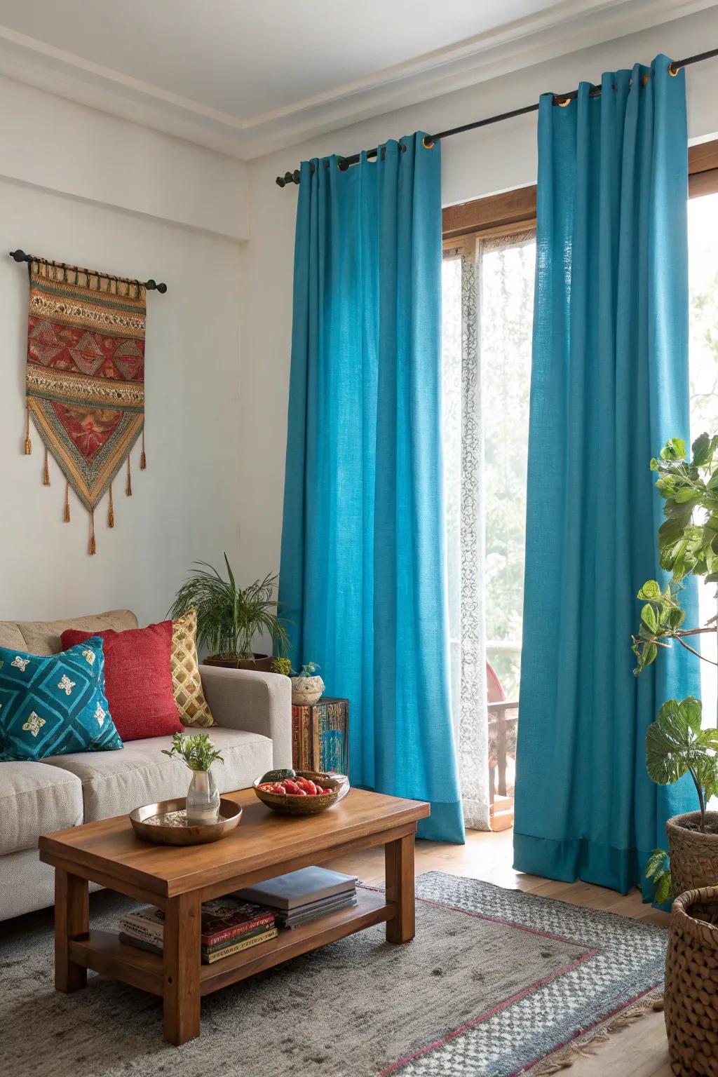 Color-rich window coverings inject vivacity into your setting.
