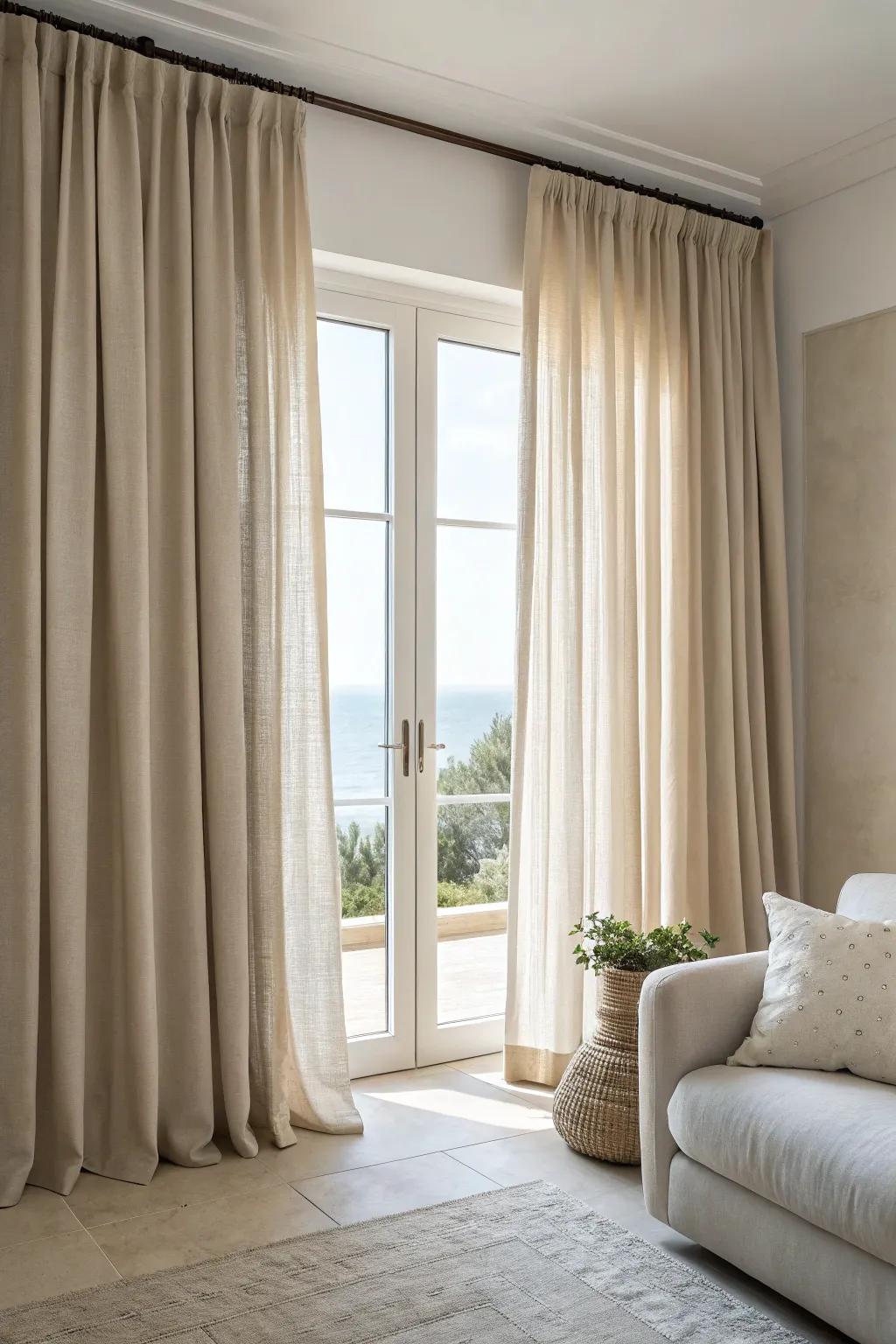 Subtle curtains provide enduring grace and adaptability.