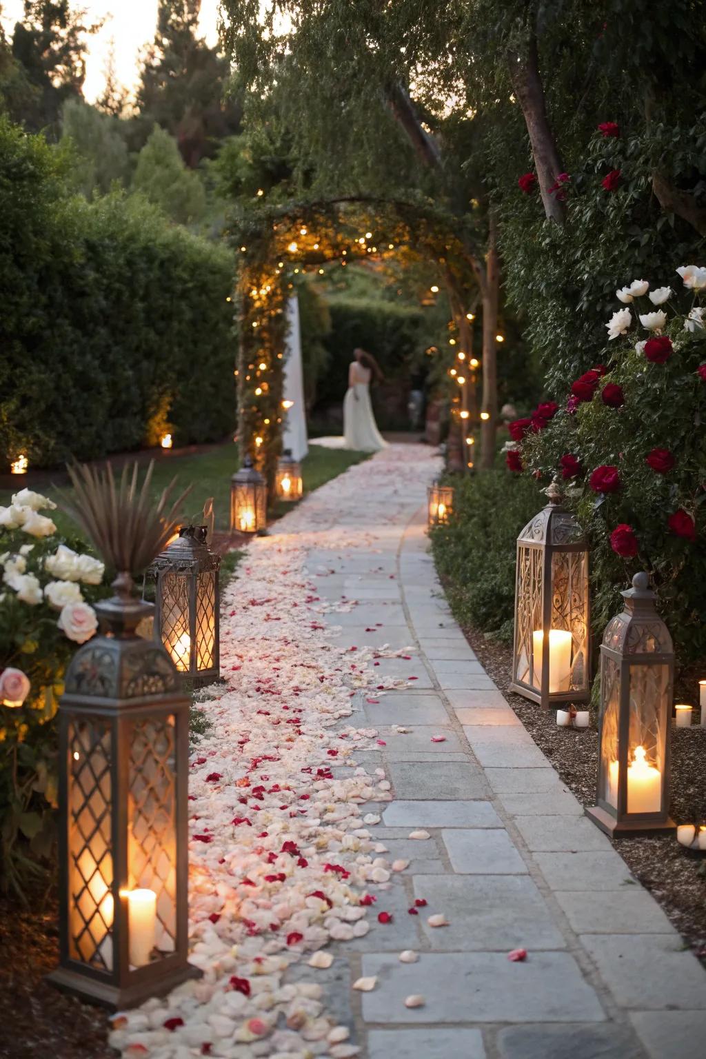 A storybook way leading visitors to the ceremony.