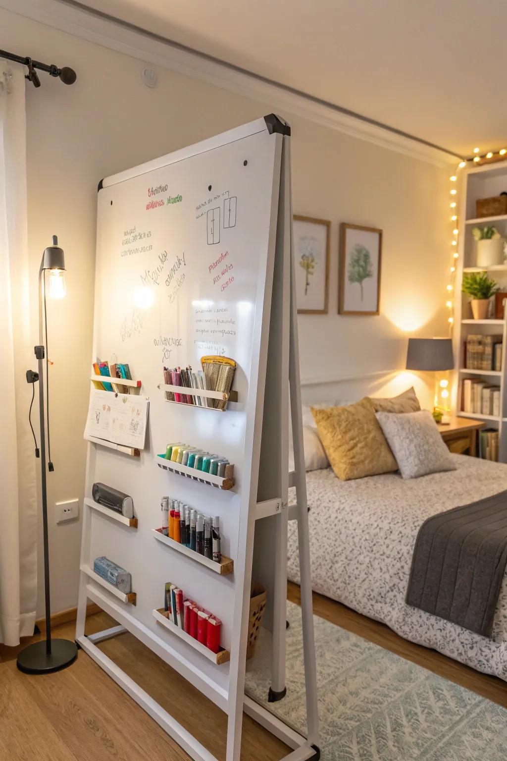 Keep your writing tools handy with integrated storage.