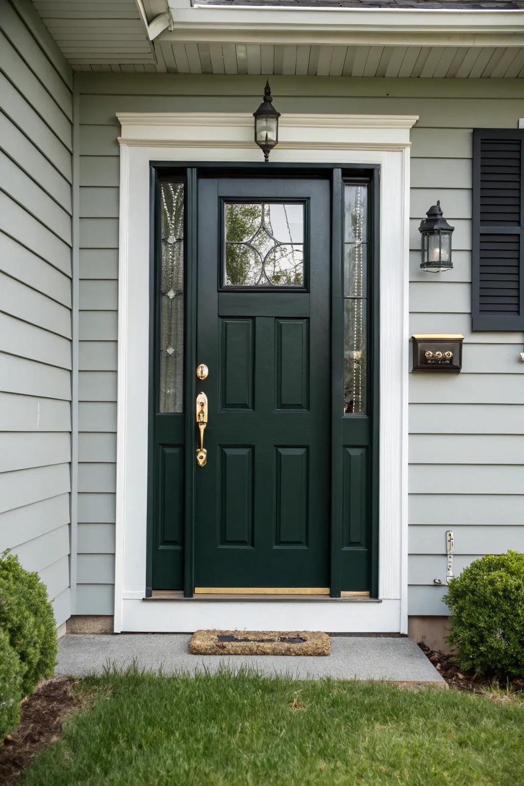 Ebony accents append depth and sophistication to the entrance.