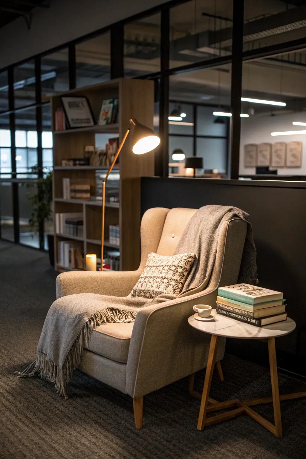 A cozy niche presents an ideal retreat.