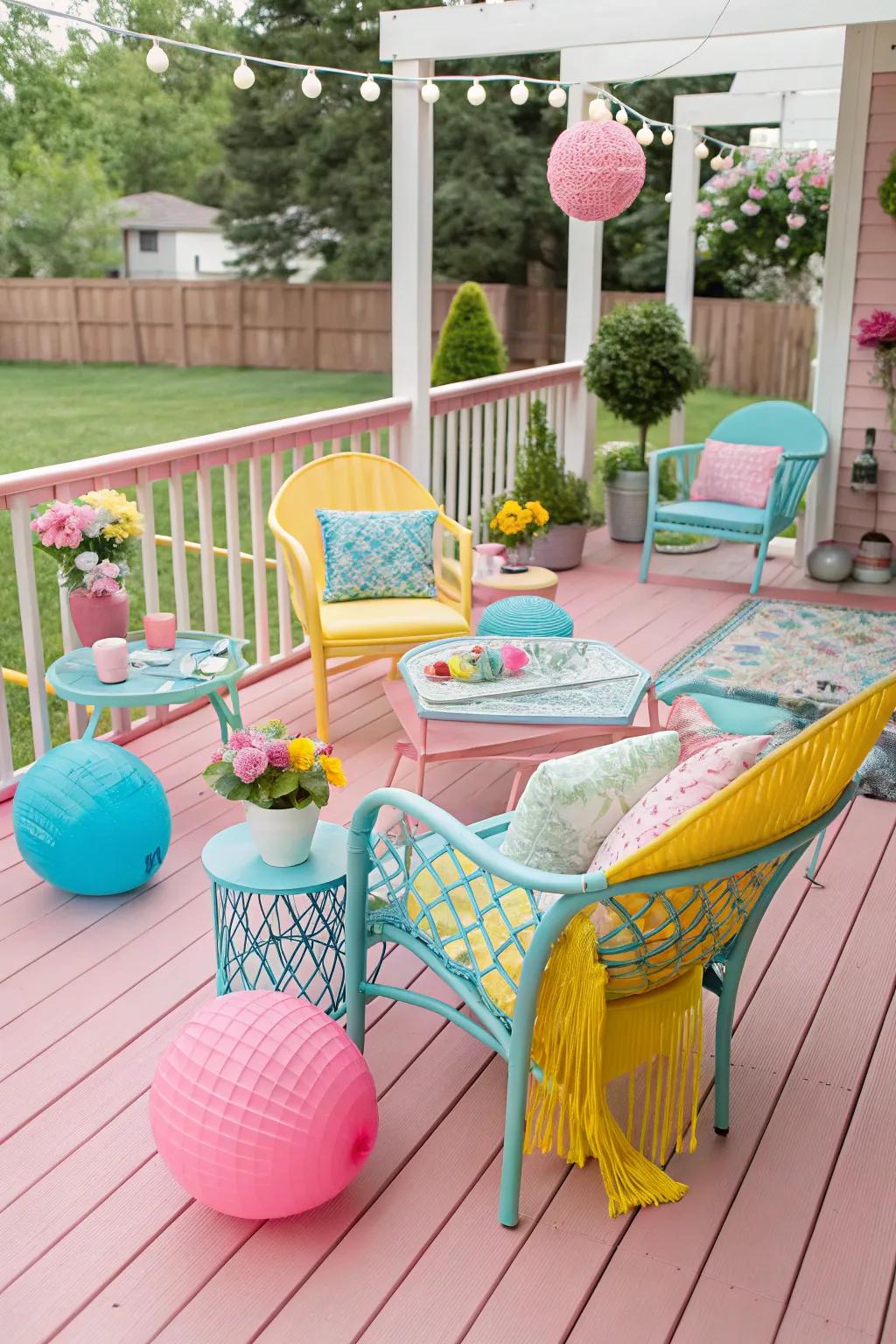 Soft tints offer a playful variation to traditional deck designs.