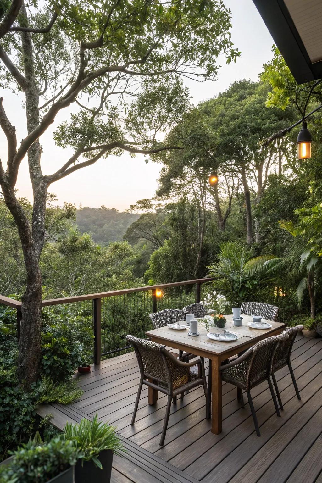 A dining nook makes outdoor meals a special occasion.