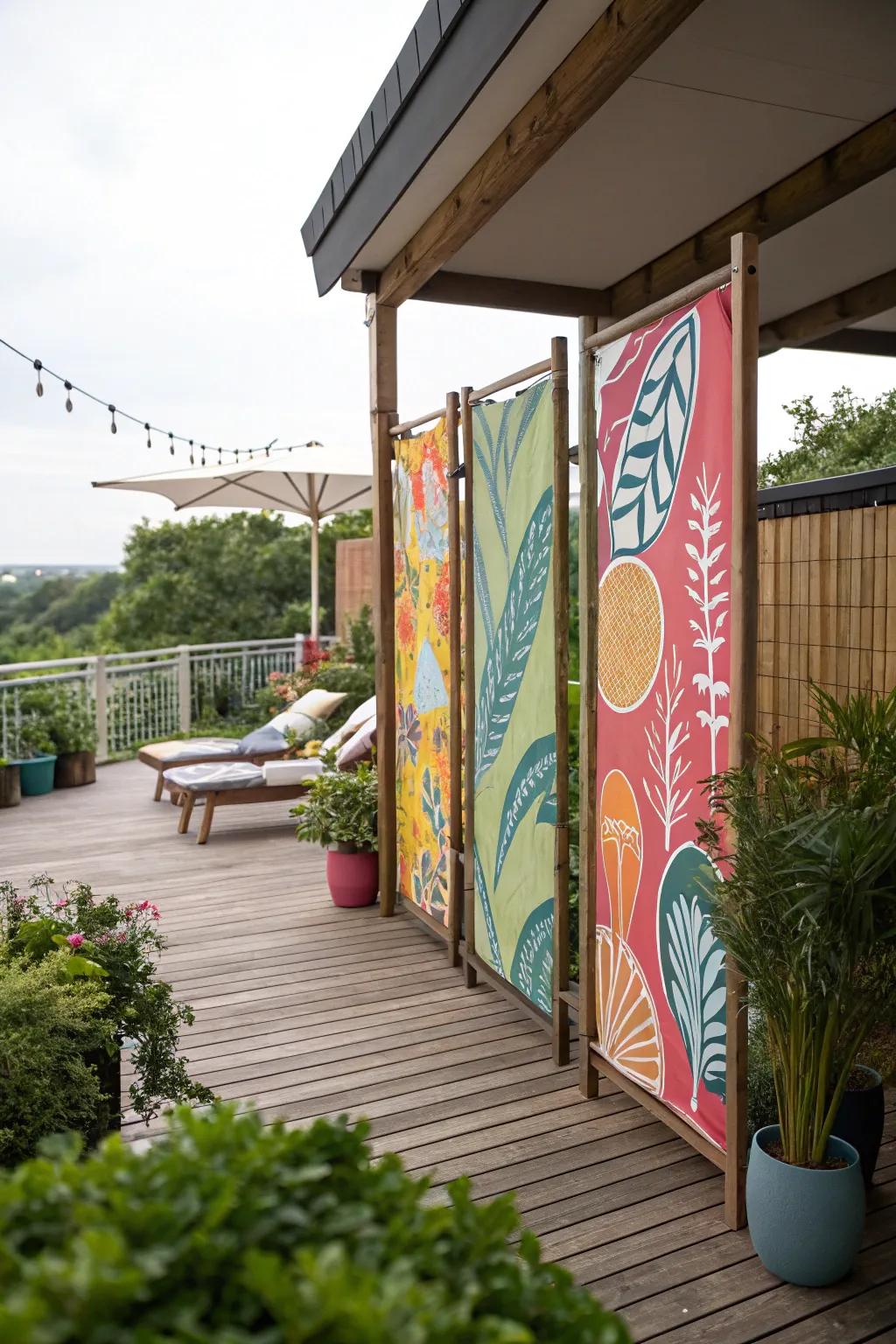 Introduce color and privacy using linen sheets.