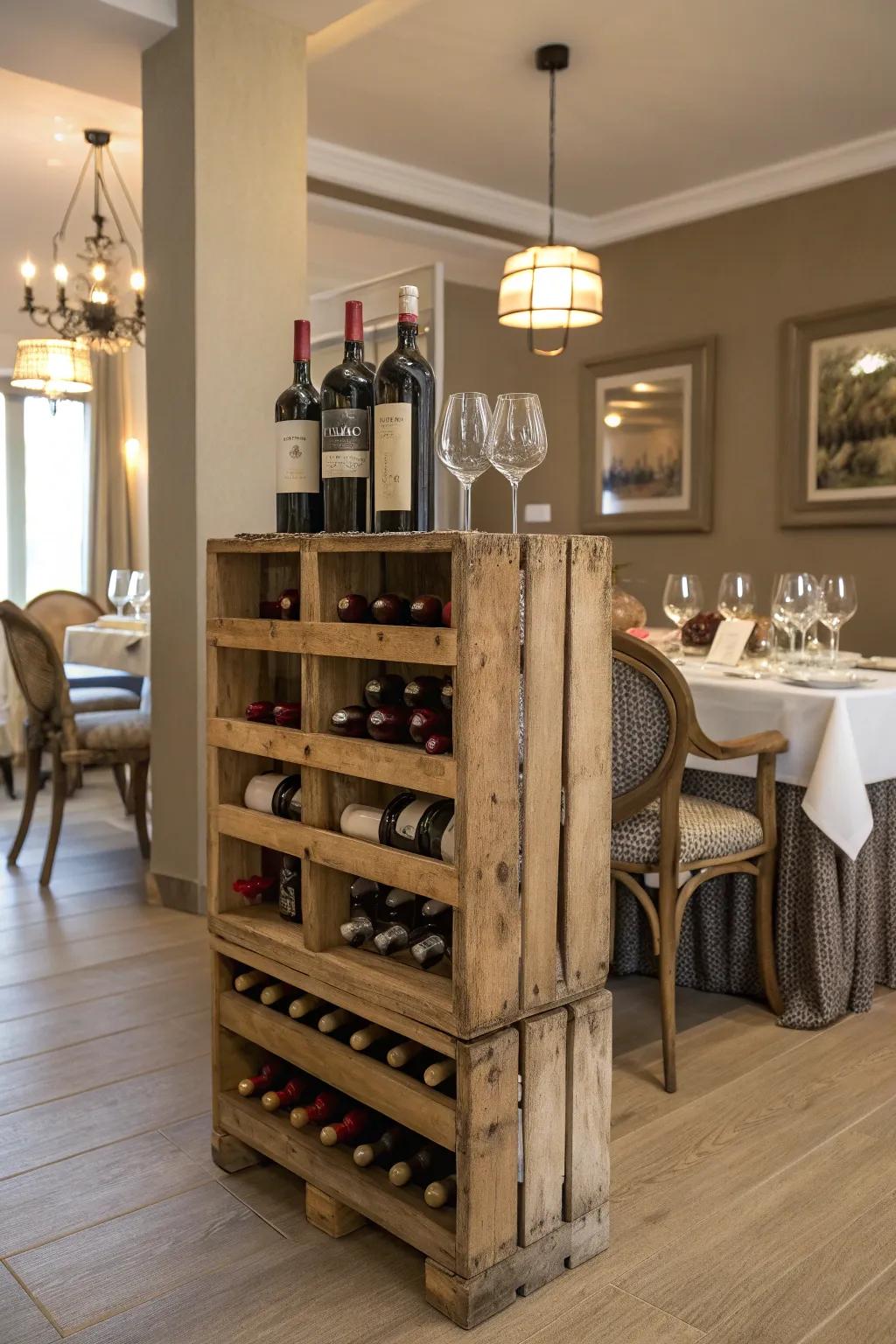 Show off your wines using an elegant skid rack.