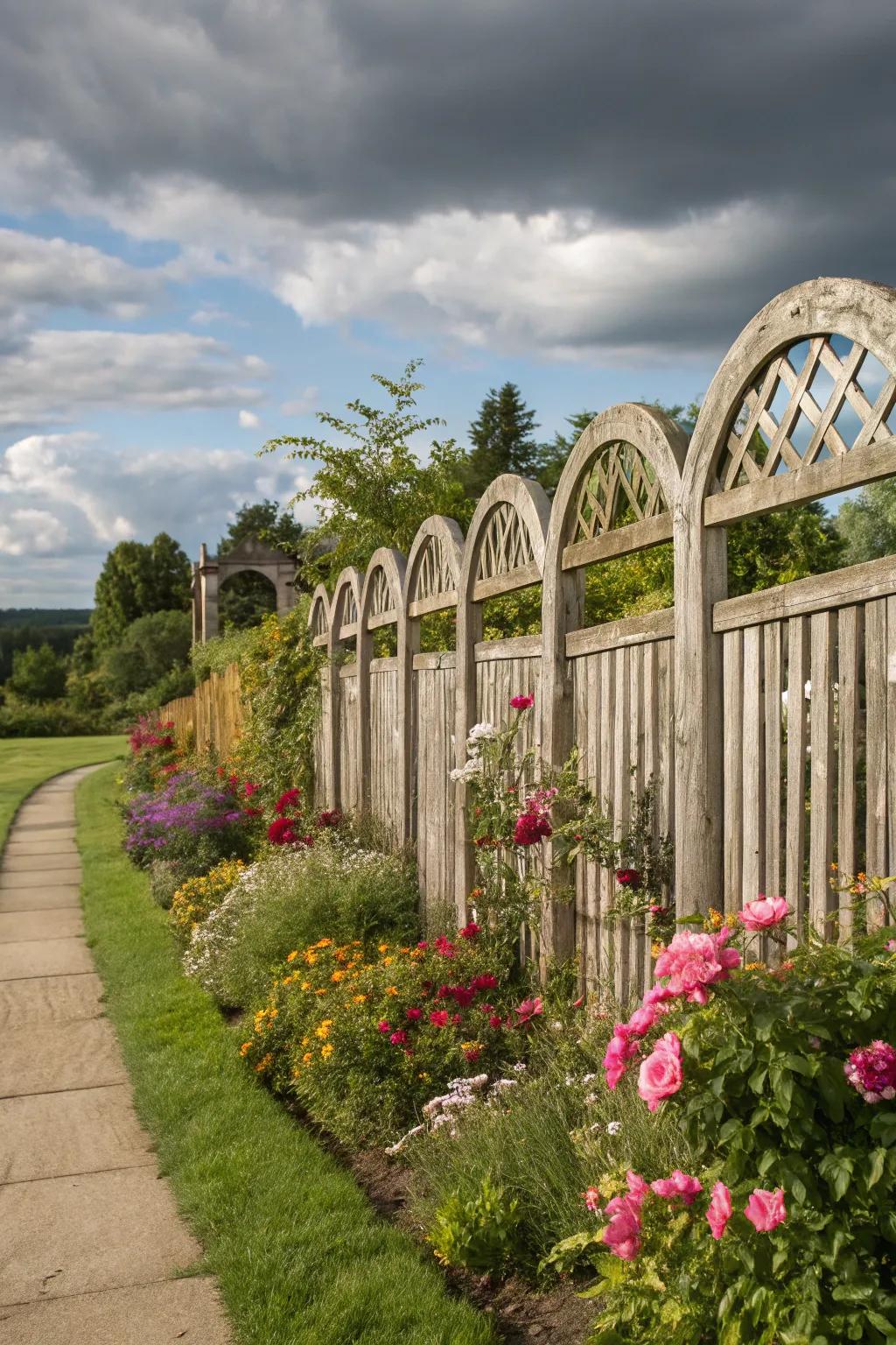 Rounded components fashion a graceful and sophisticated fence design.