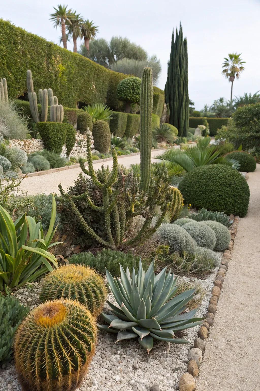 A visually compelling garden characterized by a medley of tactile sensations and forms.