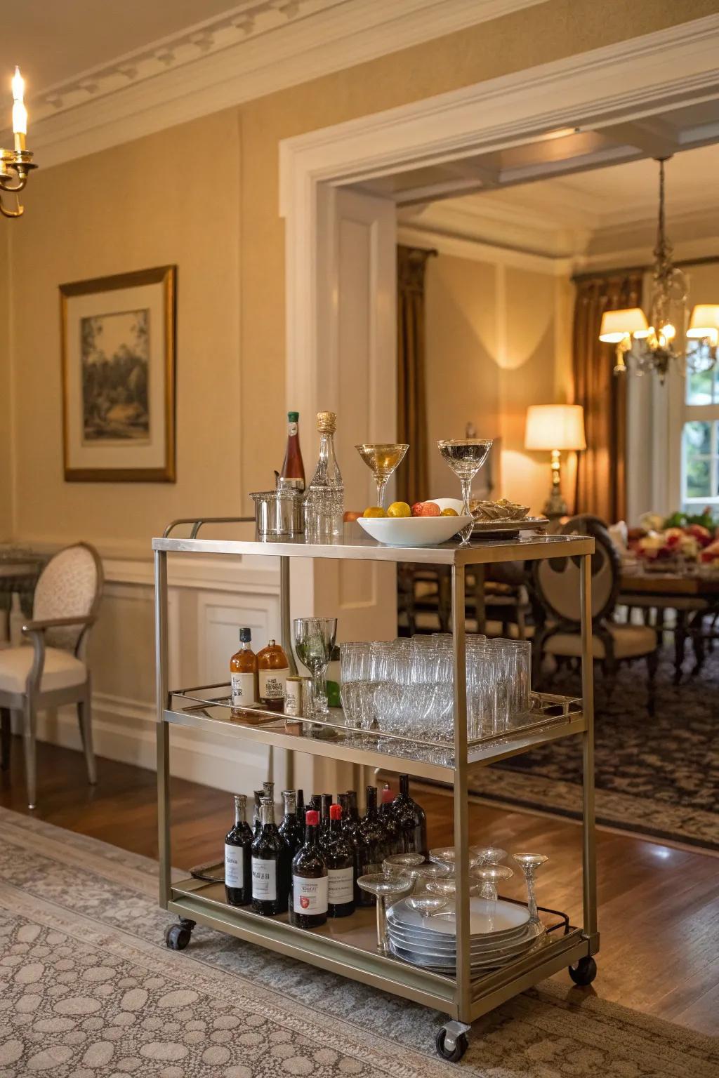 Mobile serving carts add versatility and style to your dining room.