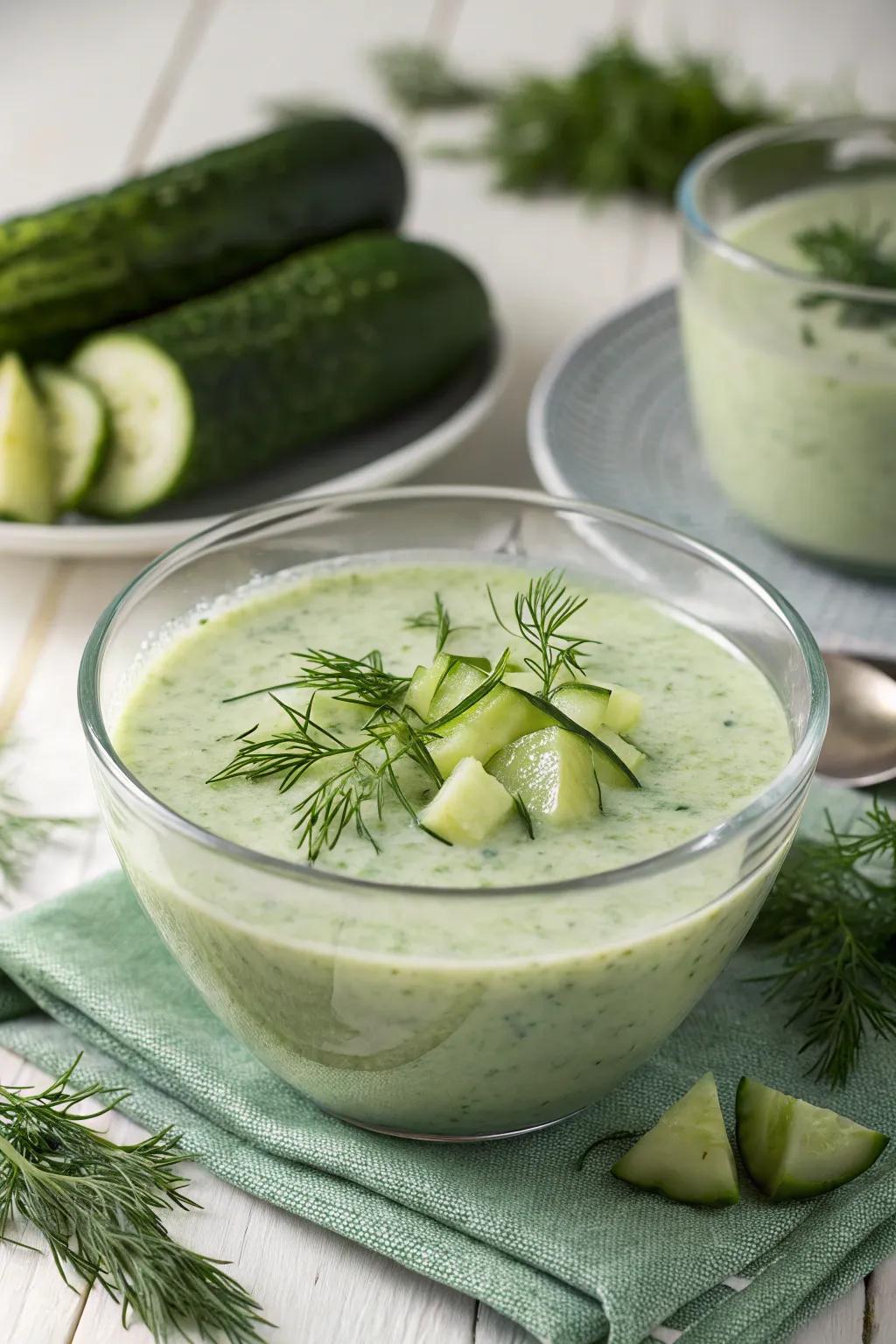 Chill out with a dish of energizing iced cucumber consomm&eacute;.