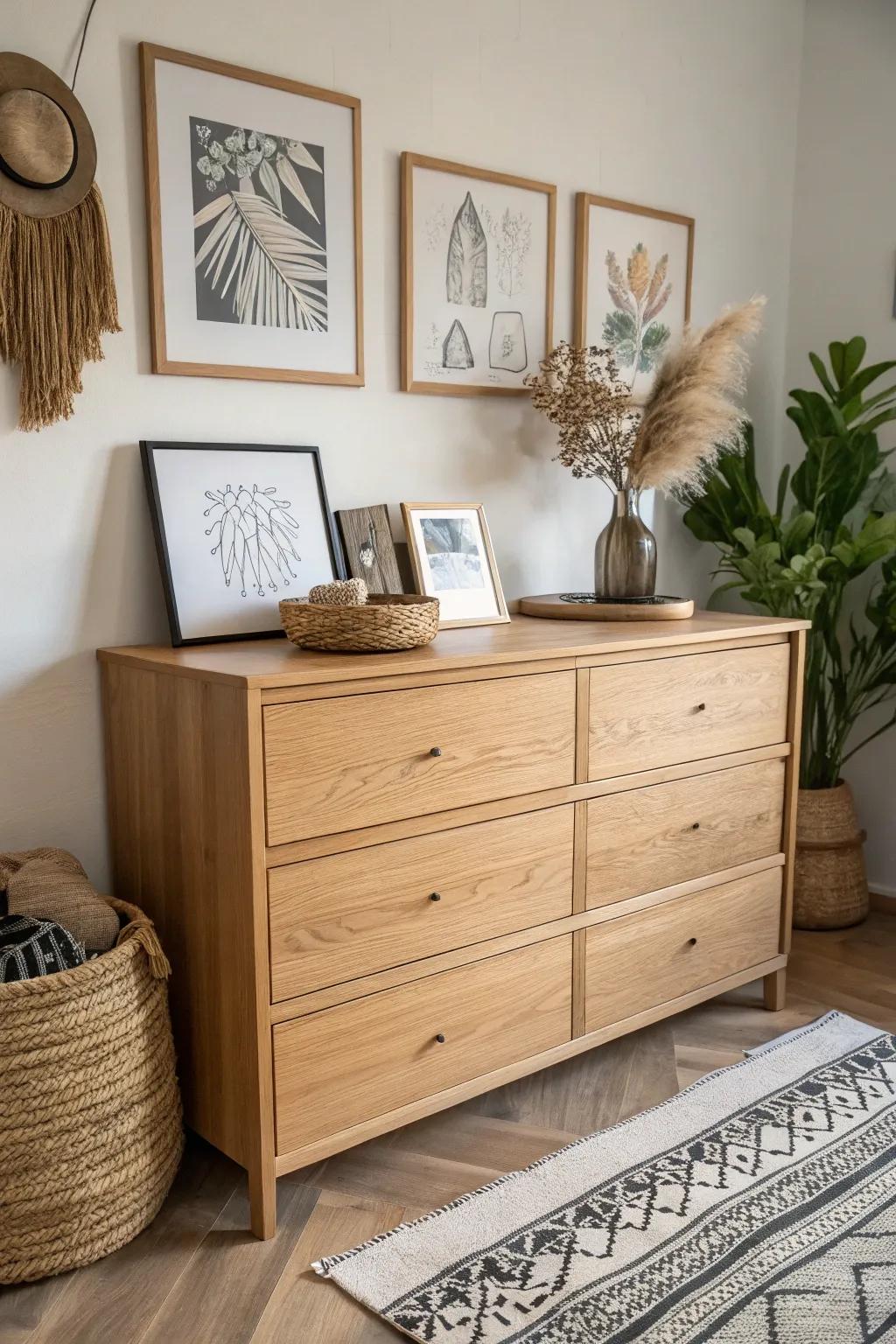 Elevate your space with a selected gallery of boho prints and personal memories&mdash;where artistry meets simplicity.