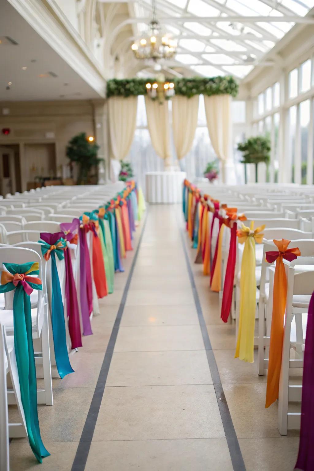 Seating bands introduce a burst of hue and refinement to the path.