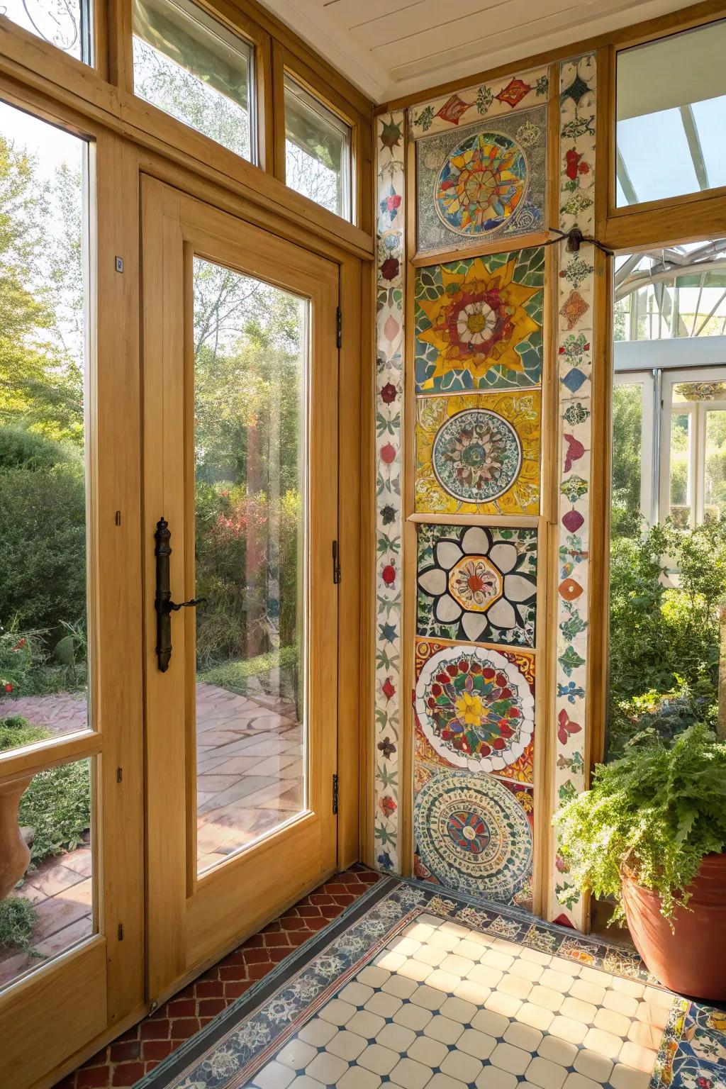 Cheerful elation with eclectic tessellated panels.