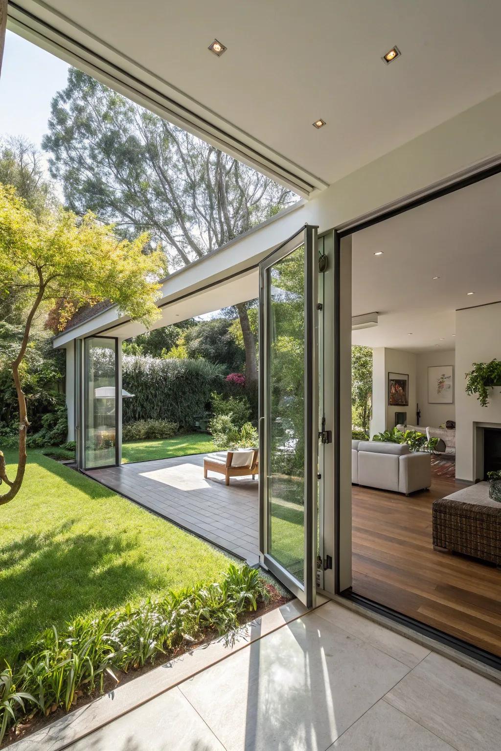 Unify your space with nature using retractable glass walls.