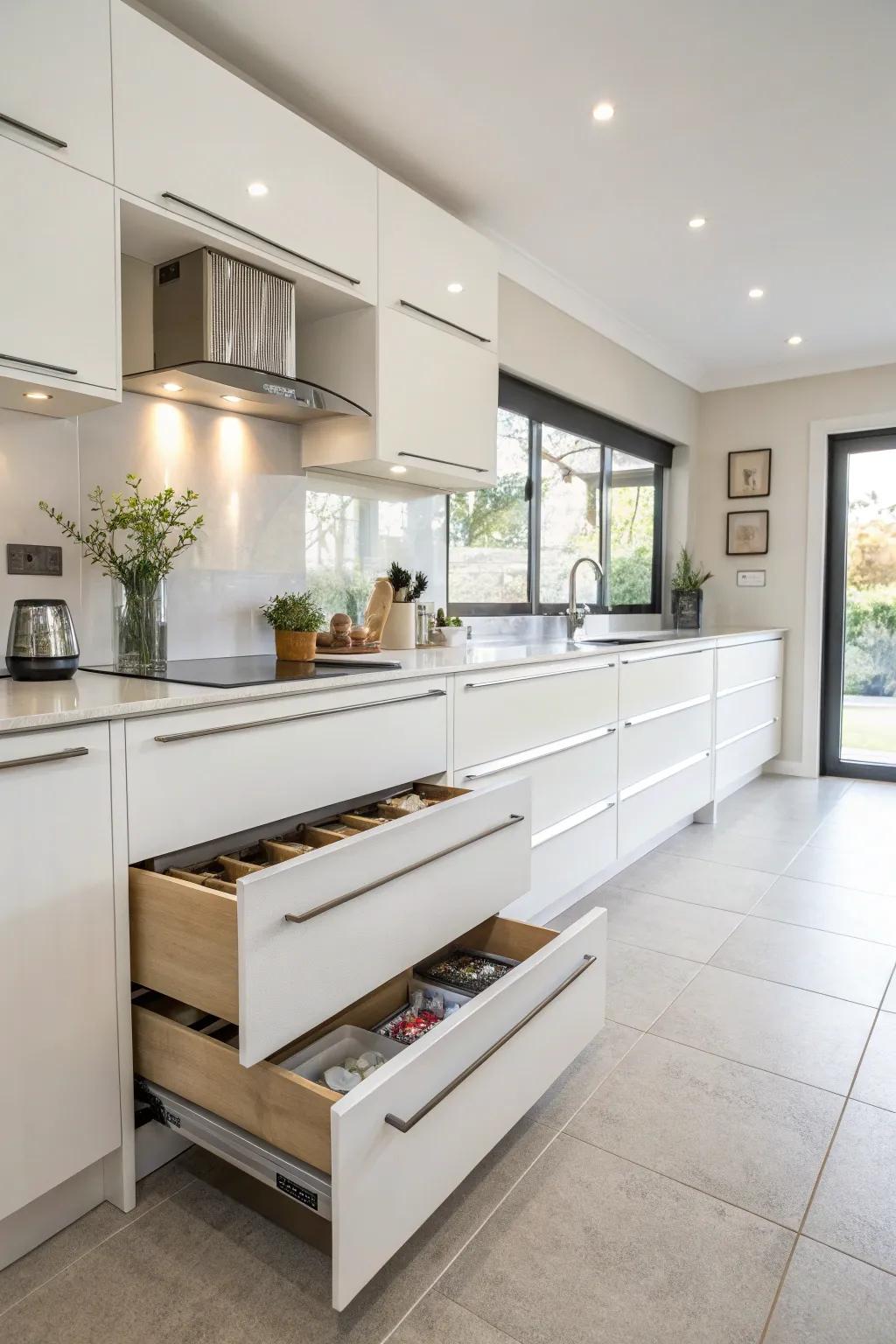 Elevated drawers offer a contemporary and stylish aesthetic