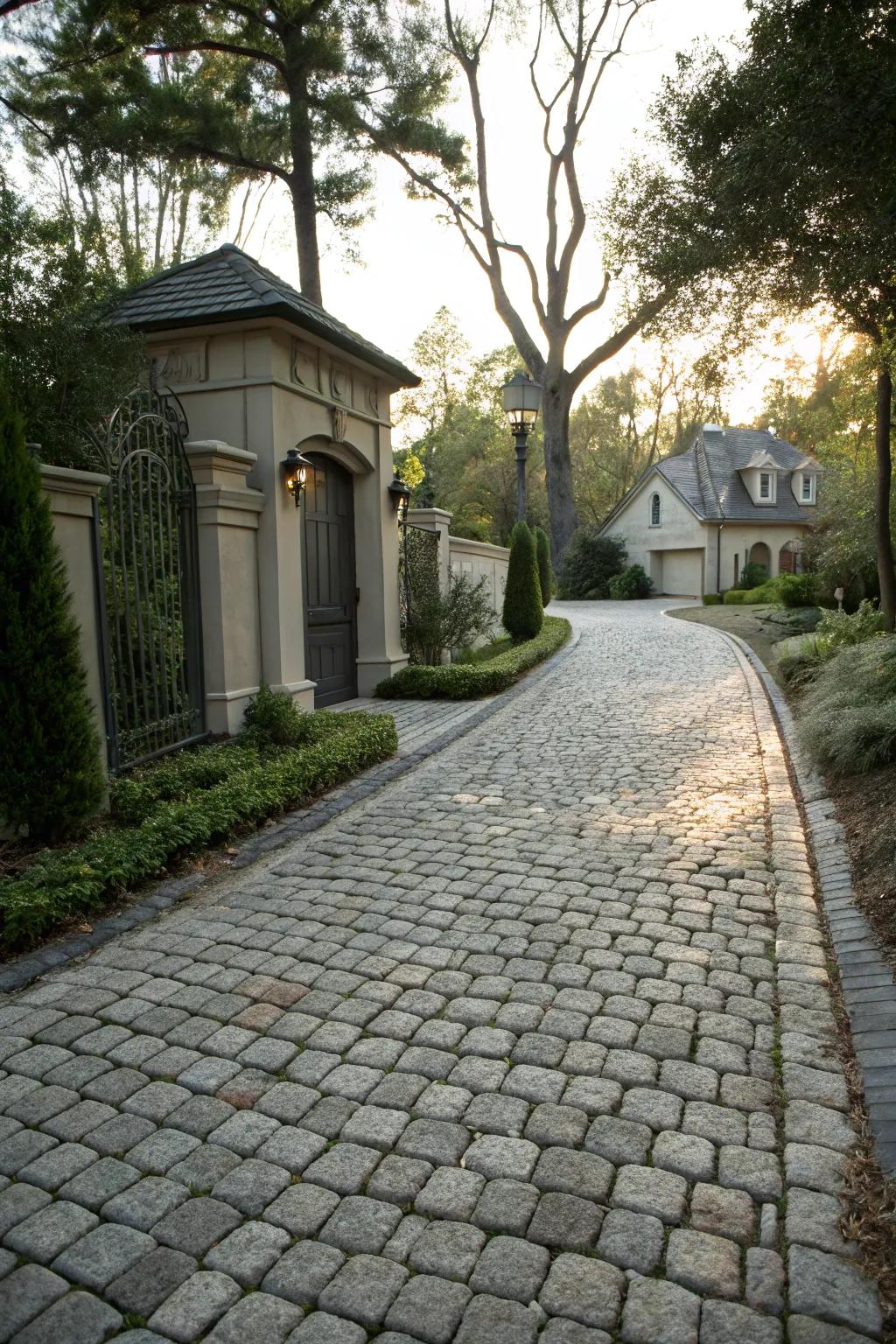 Cobblestones append a classic allure to any driveway.